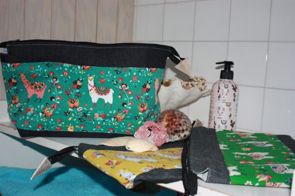 AFLA - Trousse en toile denim lamas